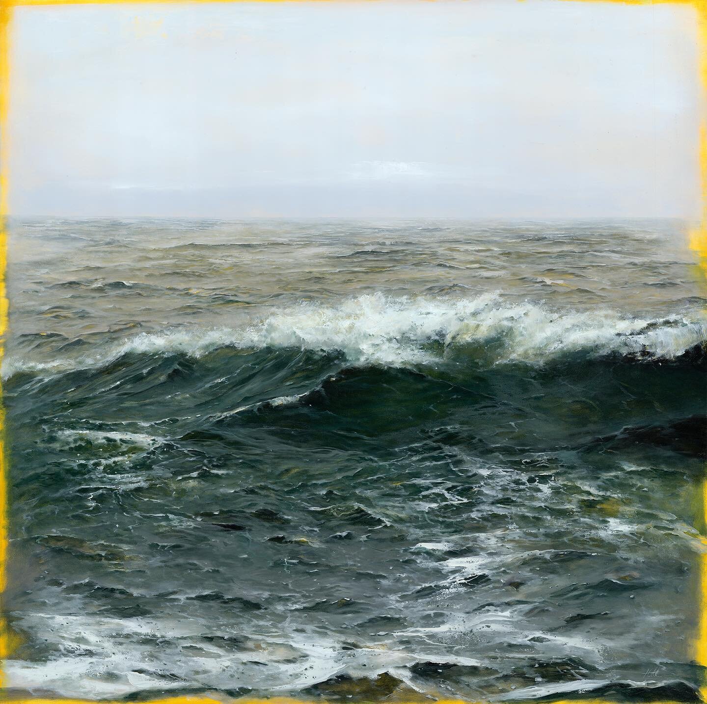 Final Image of &ldquo;A Feeling We Once Had&rdquo; 30x30 oil panel. This painting sold to an amazing collector and I can&rsquo;t wait for them to see it in person. #artcollectors #artforyourhome #artwork #seascape #oceanpainting #interiorart #wavepai