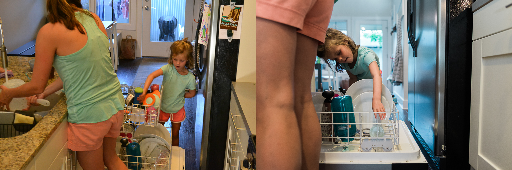 claire loads the dishwasher