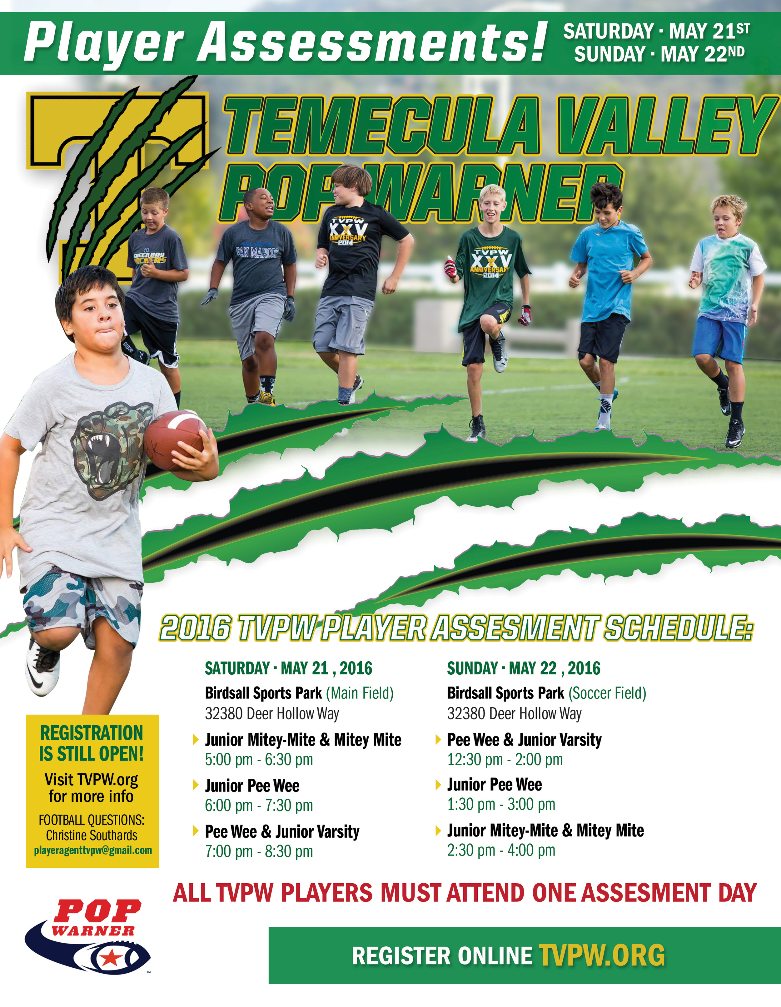Click here to download and print assessments schedule flyer.
