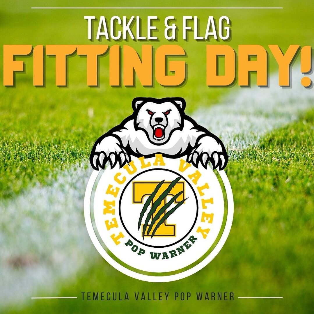 📅 Save the date! 

All REGISTERED 2024 Temecula Valley Pop Warner football and flag players! 🏈📣 Join us during the week of May 20th at Temecula Middle School for an exciting event. Attendance is mandatory as we will be fitting players for helmets,