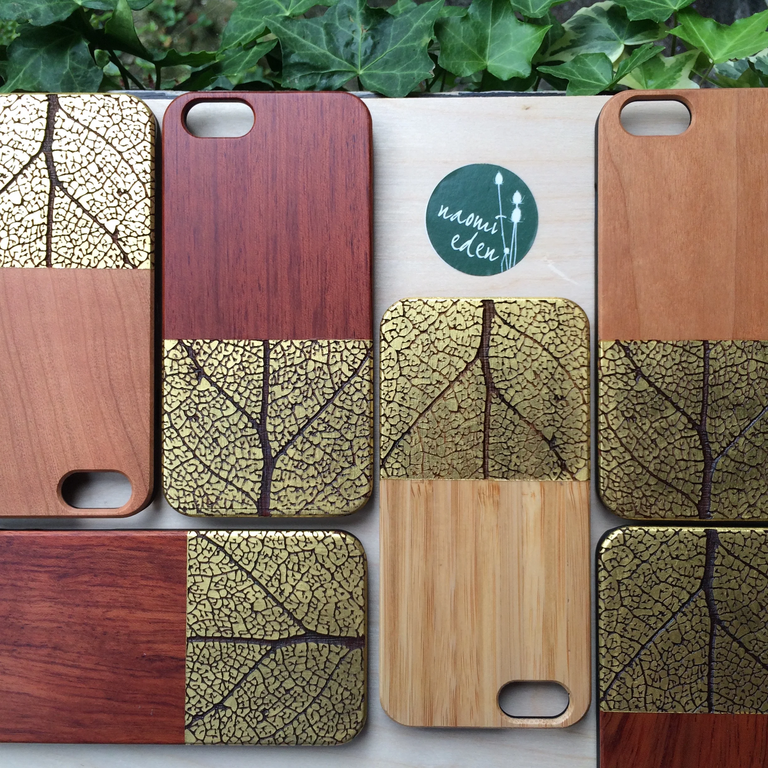 NAOMI EDEN Unique laser etched 22CT Gold and Silver Leaf iPhone cases.