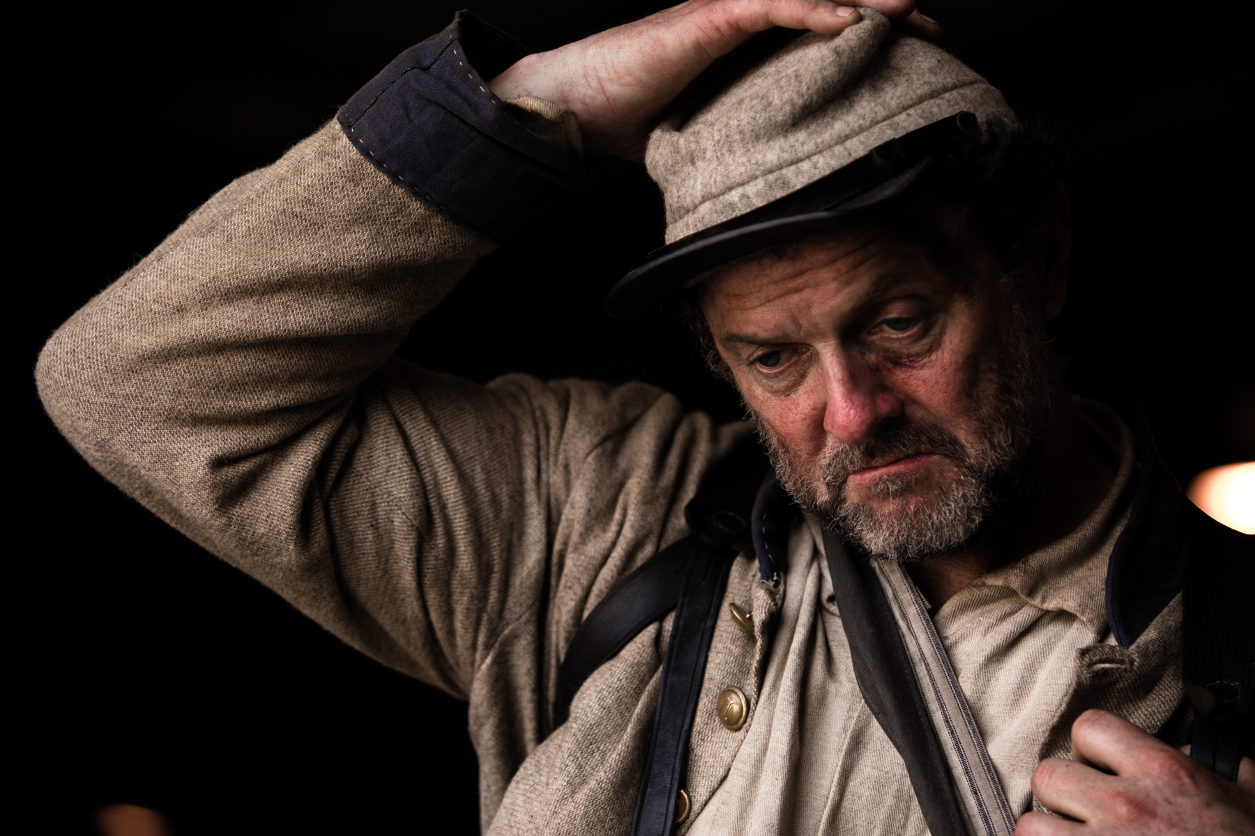 Actor Boris McGiver, who has appeared in the film "Lincoln" and the series "House of Cards," plays the older soldier, Talley.