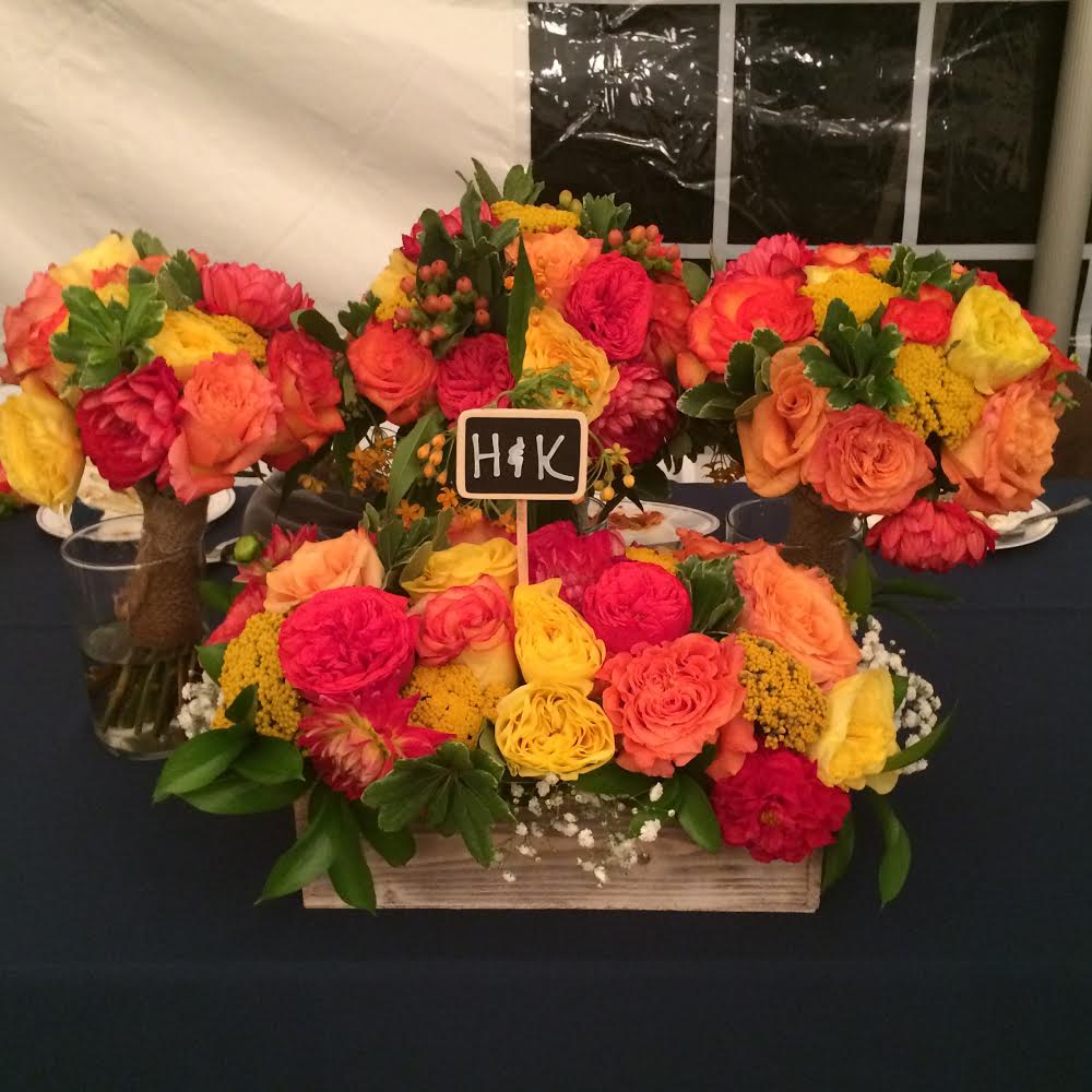 The bridal party bouquets add a great touch to the head table