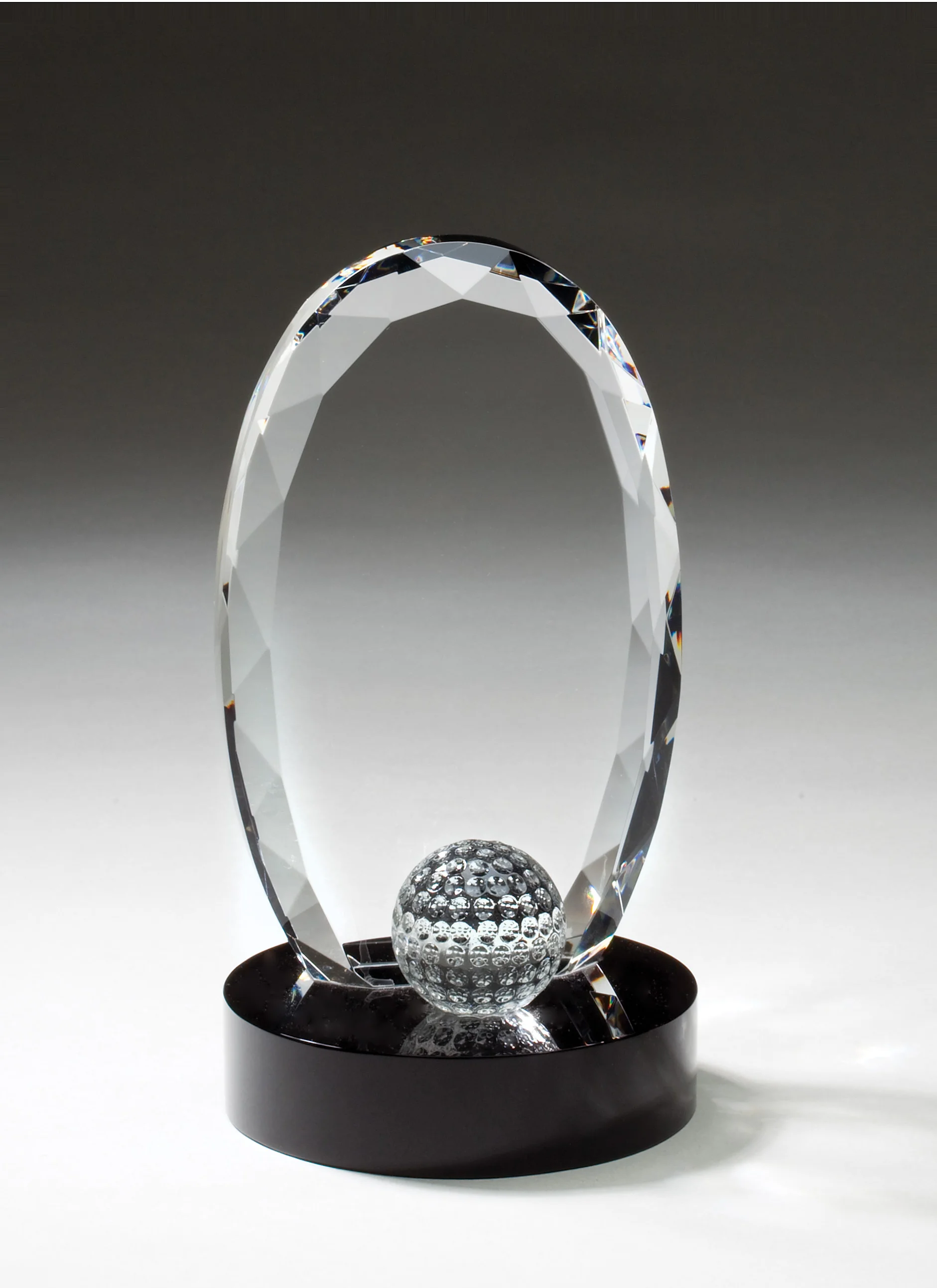 Crystal Golf Ball & Oval CRY336 - 7.5" tall x 4" wide Price = $153