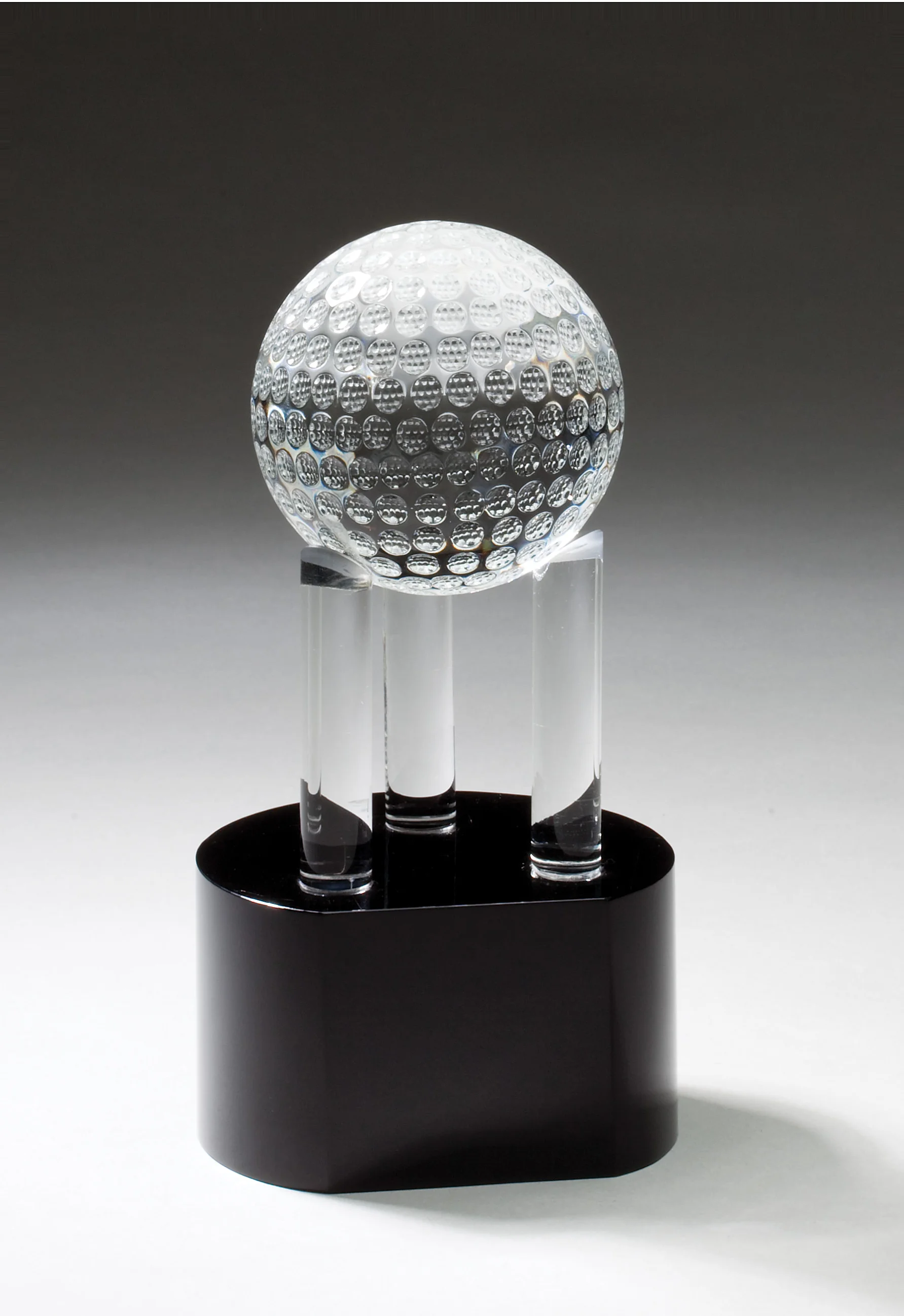 Crystal Golf Ball on 3 Posts CRY337 - 7.75" tall x 4" wide Price = $108