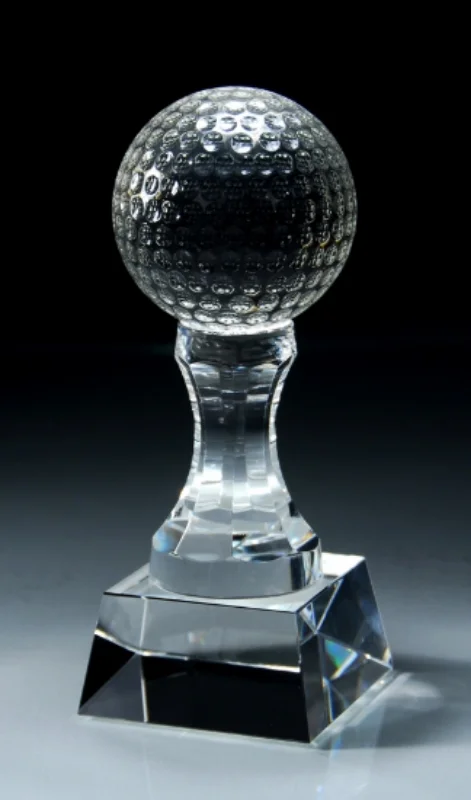 Crystal Golf Ball on Tee Large: CRY151 - 7.75" tall x 3.25" wide - $116 Medium: CRY150 - 6" tall x 2.5" wide - $79