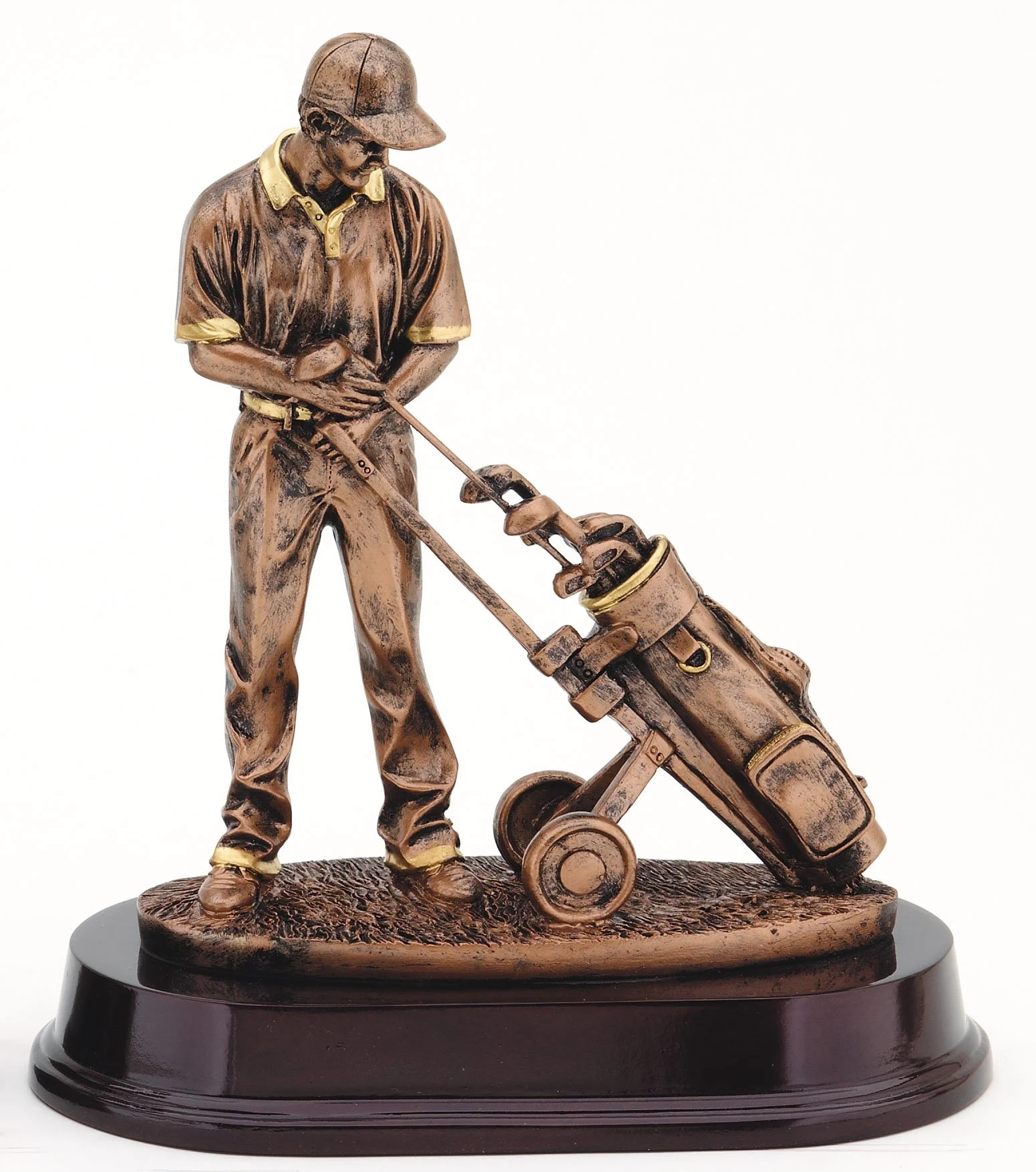 Bronze Finish - Golfer & Pull Cart RFMP101B - 9" tall Price = $69