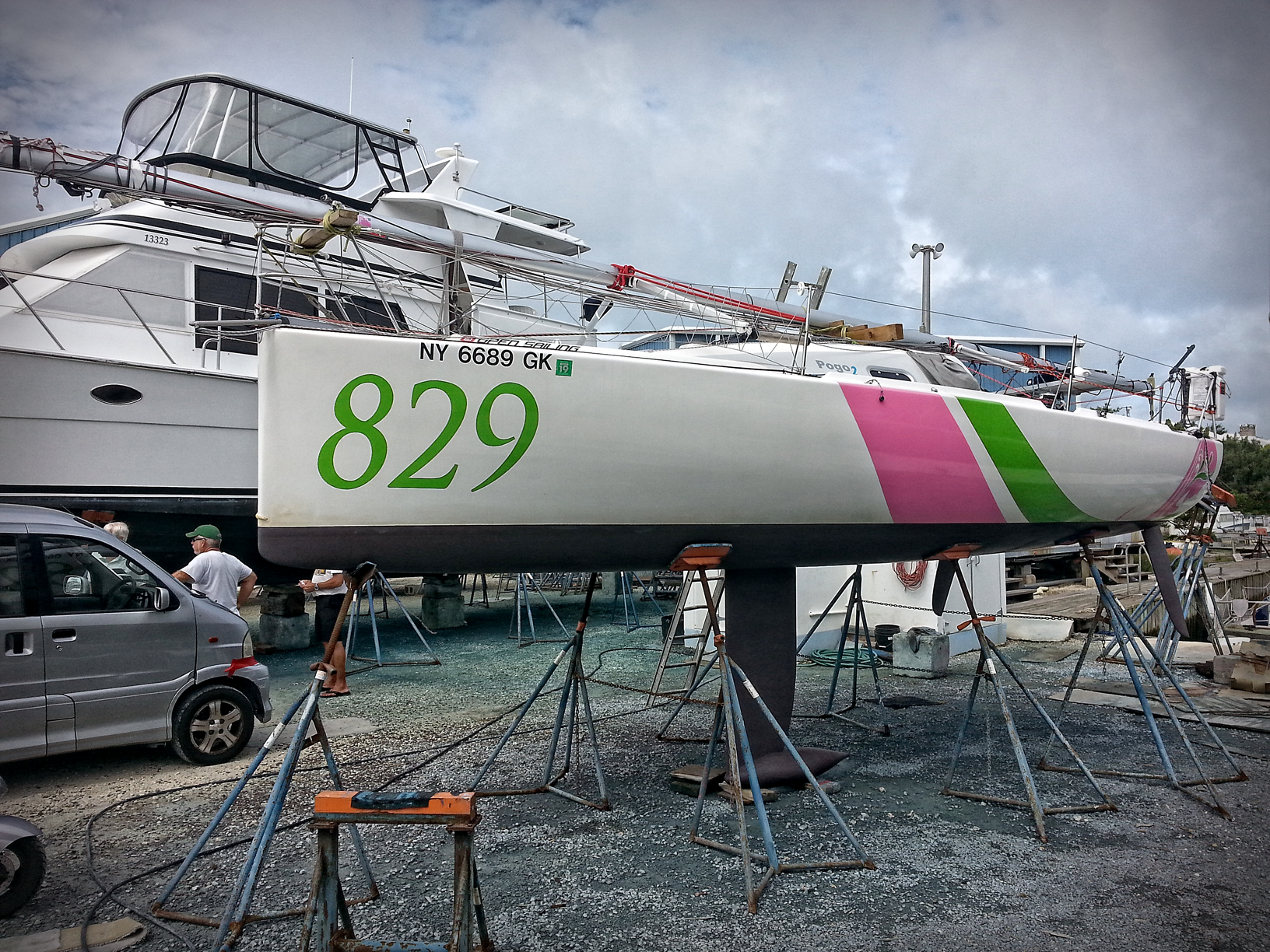  On the hard at Mills Creek Marine in Bermuda following the passage from Newport, RI 