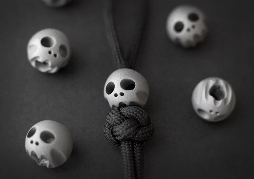 Playge Skall Lanyard Beads - Blasted finish - SMALLBATCH .65 Inches. Titanium. Natural Finish. $55 Shipped in the US - Click Here