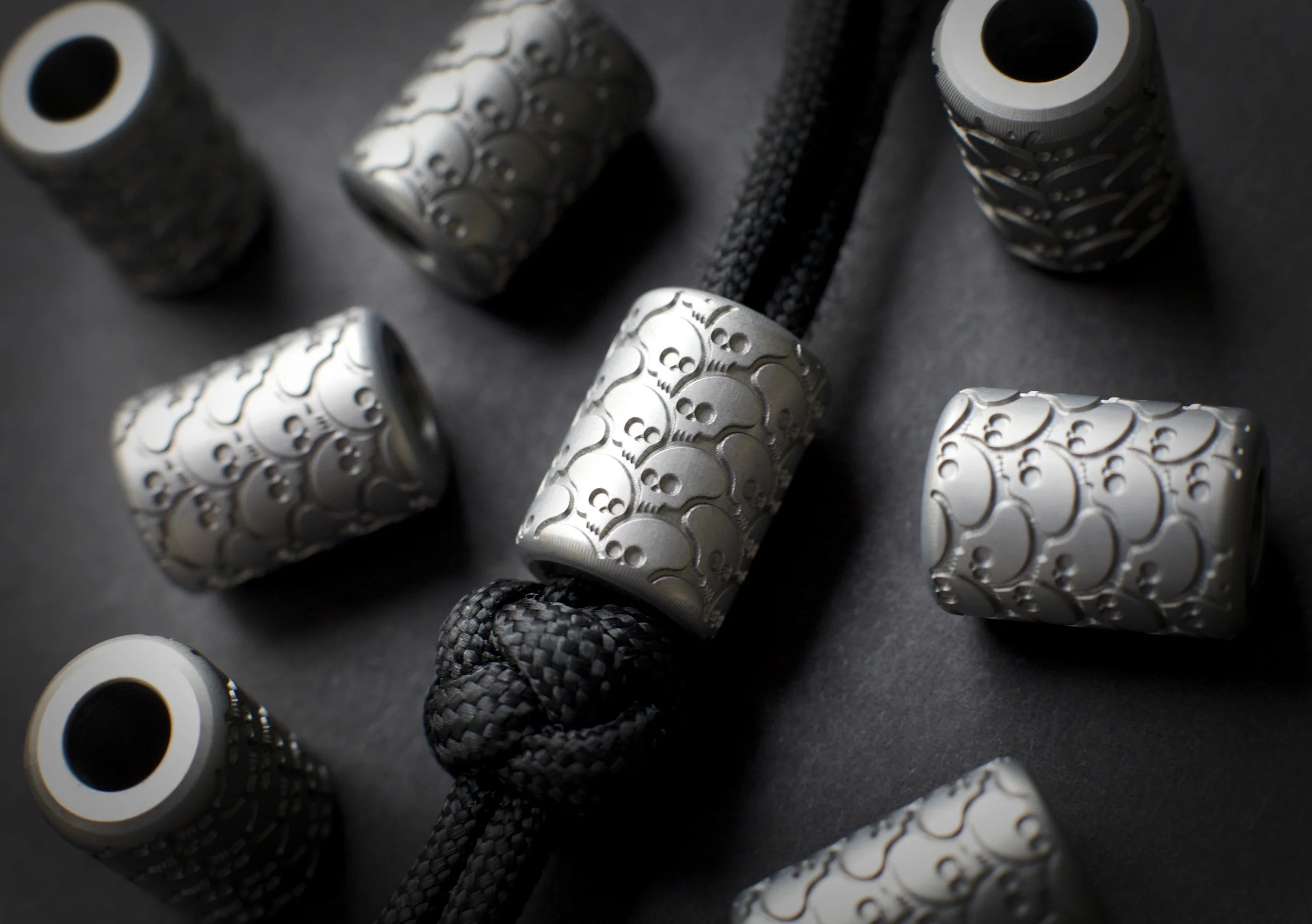 Playge Pandemic Pattern Lanyard Beads - SMALLBATCH .56 x .785 INCH TITANIUM LANYARD BEAD - CNC MACHINED. ACID BATH FINISH. $68 SHIPPED IN THE US - WORLDWIDE SHIPPING ADD $10 Click Here