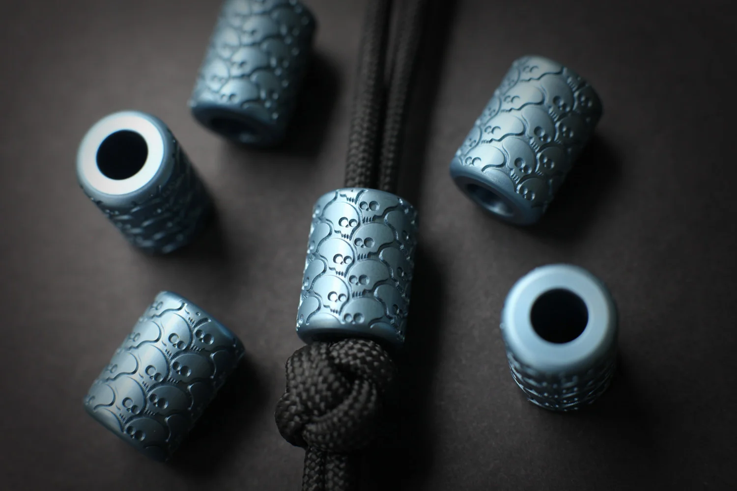 Playge Pandemic Pattern Lanyard Beads - SMALLBATCH .56 x .785 INCH TITANIUM LANYARD BEAD - CNC MACHINED. ANO PALE BLUE FINISH. $70 SHIPPED IN THE US - WORLDWIDE SHIPPING ADD $10 Click Here