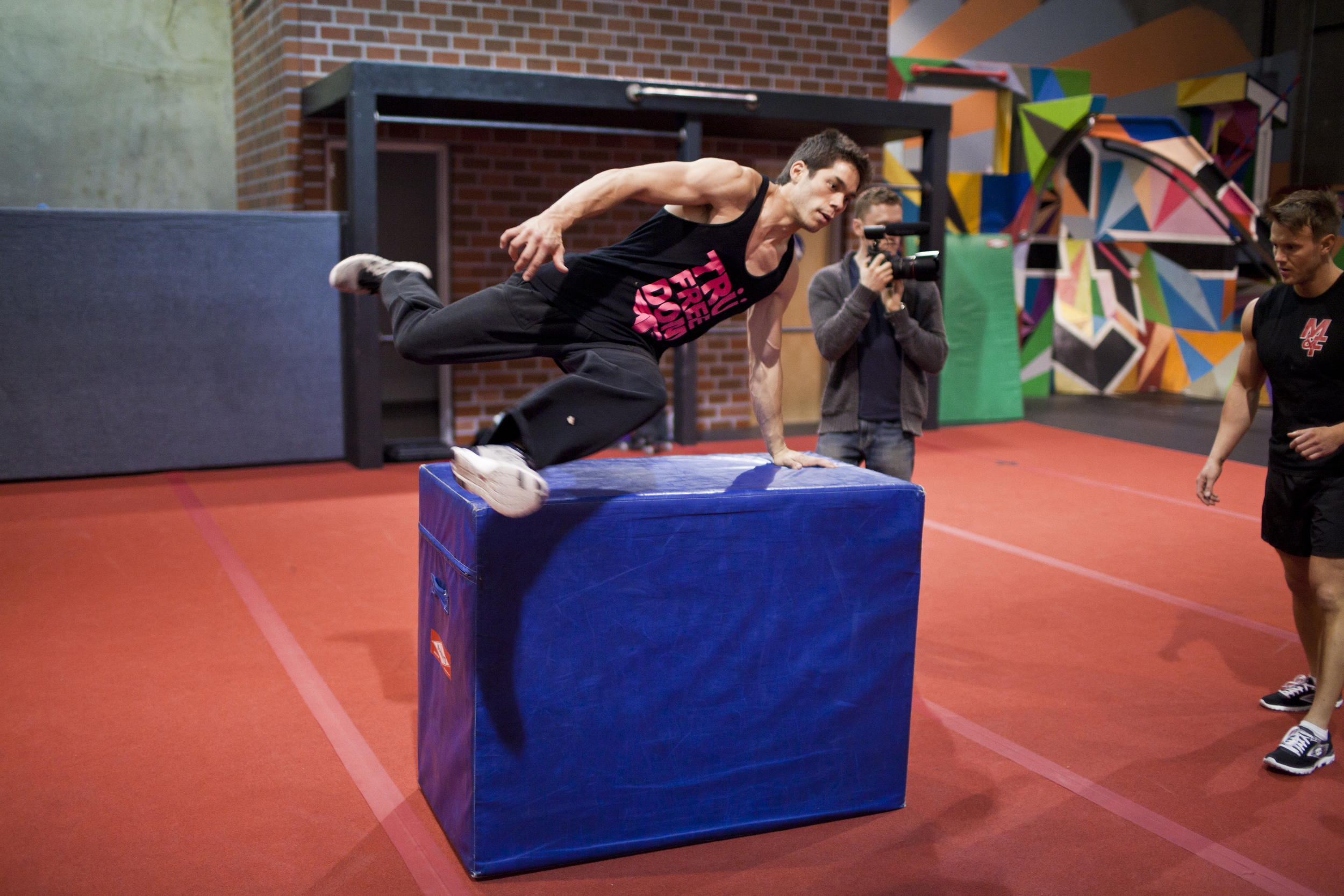  Muscle and Fitness Magazine on location at Tempest Freerunning Academy ca.2012 