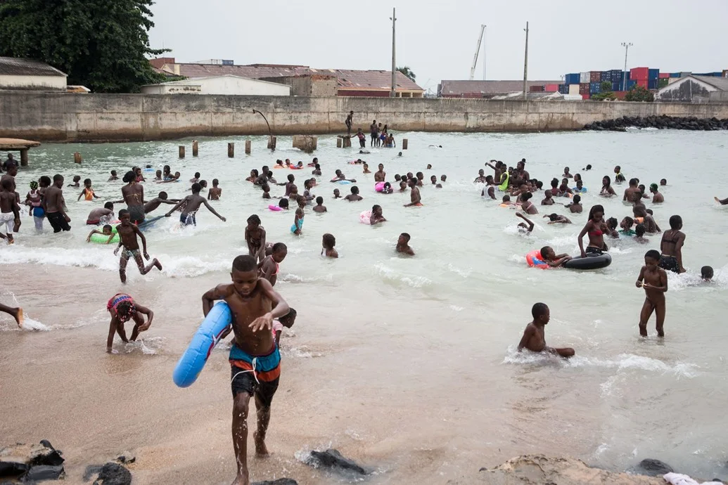 People enjoy a New Year’s day swim in São Tomé city on Jan. 1, 2018. Tourists to São Tomé and Principe, a scattering of islands off the coast of western equatorial Africa that once served the slave and sugar trades of Portuguese colonial rulers, are rare. SOURCE RUTH MCDOWALL/AFP/GETTY