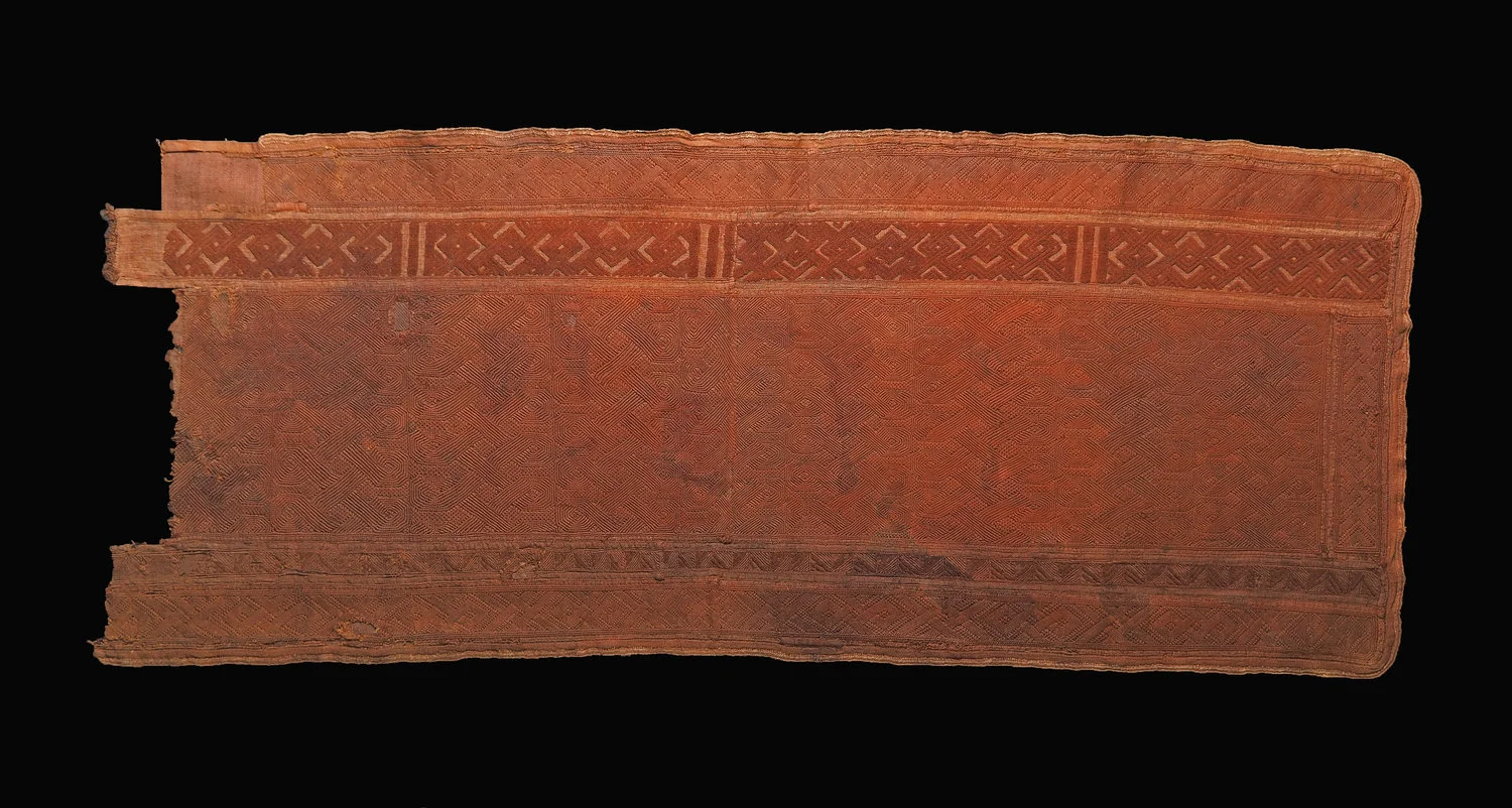 This textile would have been used as an "overskirt." It has been dated to 1736‑1799 and is the oldest piece in the exhibition.Courtesy of Baltimore Museum of Art