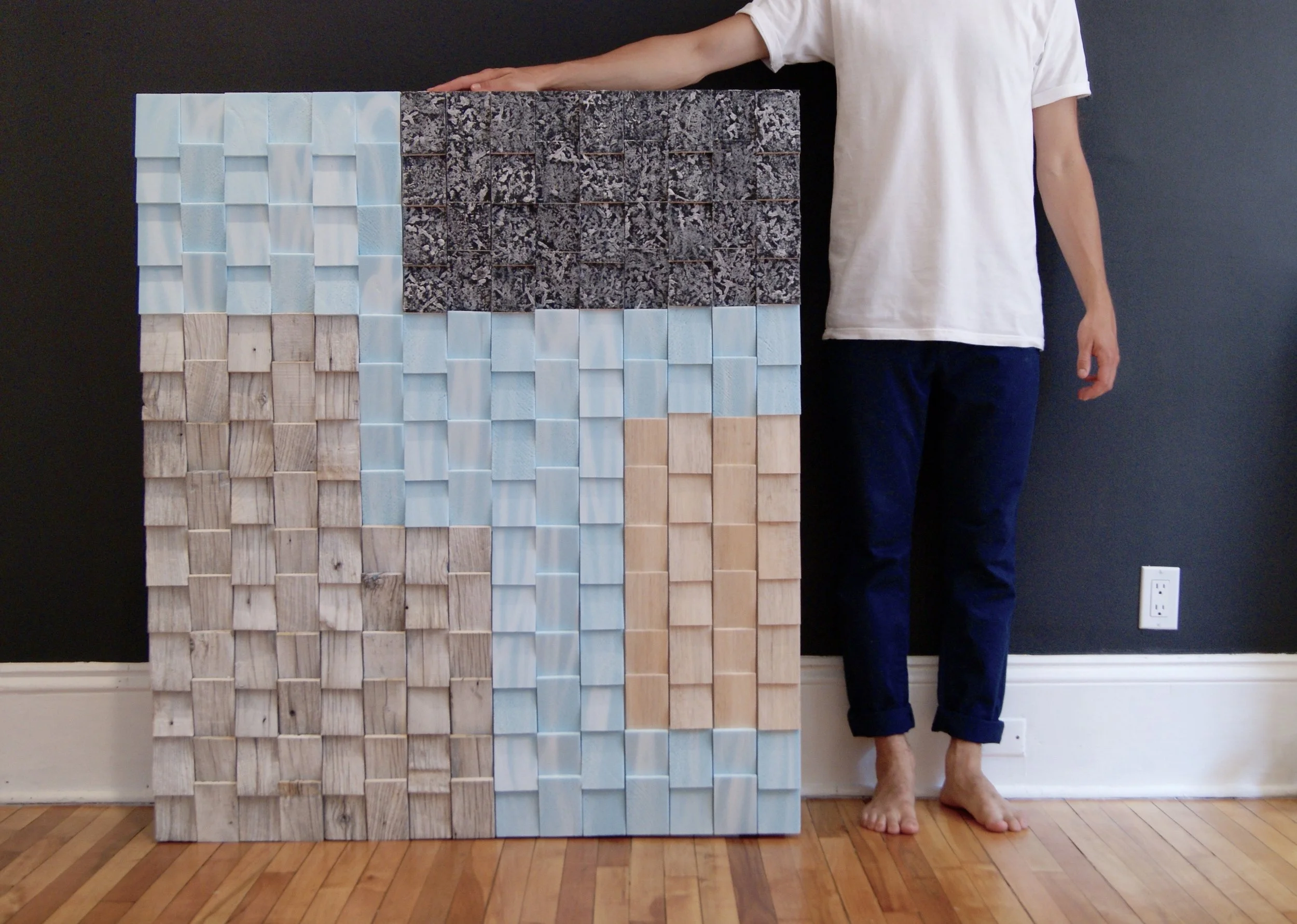 "Beachcomber 3" 48"x42" 2015 whitewashed driftwood, foam, balsa, fibreglass, resin, wax, acrylic, spray paint