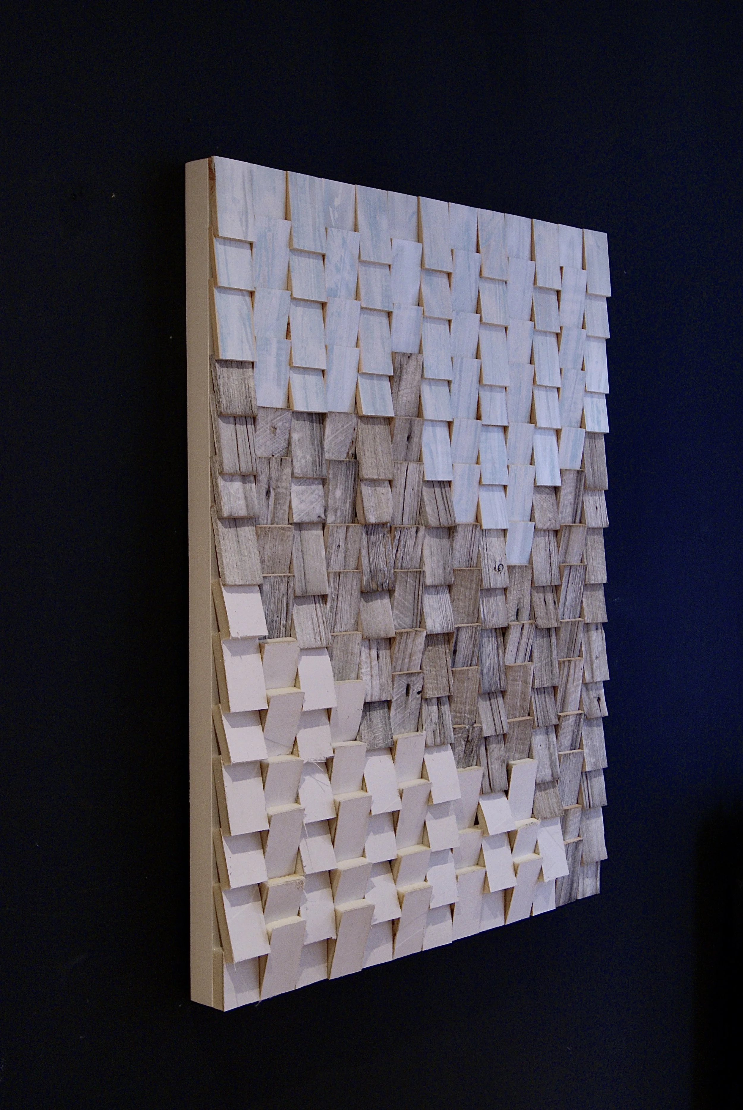 Physical Representation of Elation 2016 41"x30" whitewashed driftwood, surfboard, acrylic
