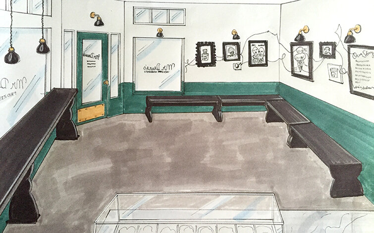 Concept sketch of the bench area.