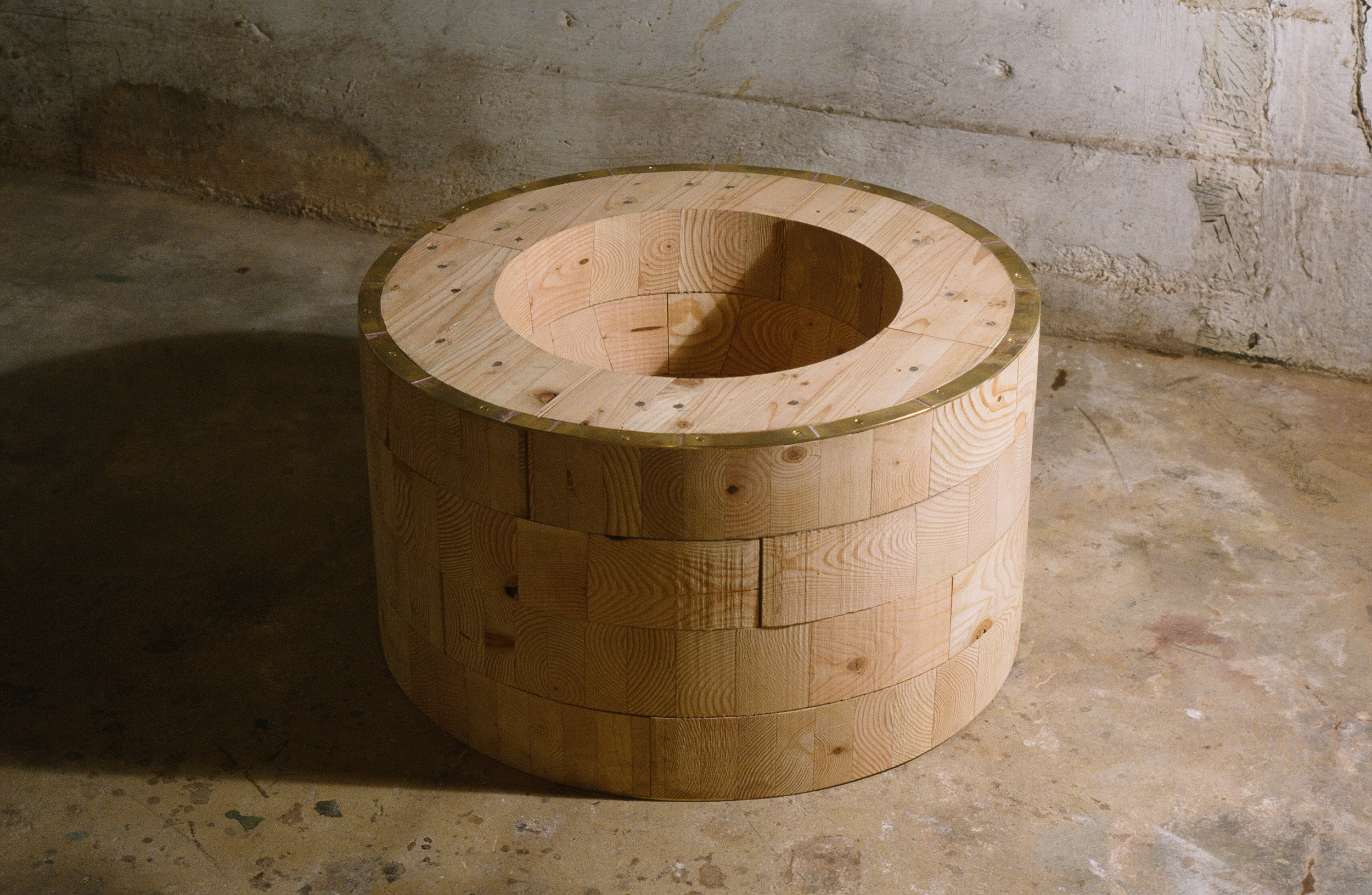    Vessel #3     wood, brass    30” diameter x 17  