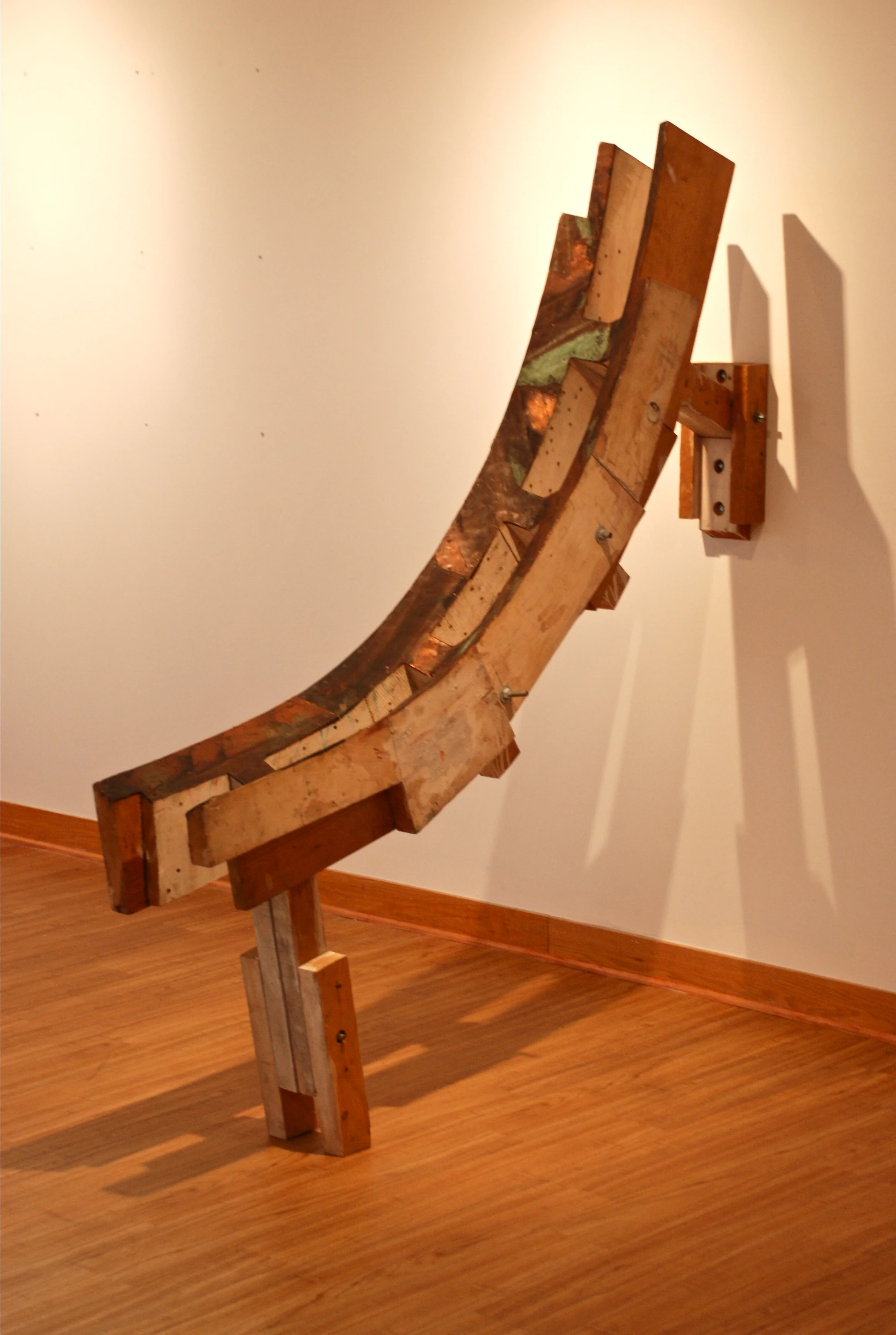    Landing&nbsp; Pad     wood, copper, oil color    approx. 74 x 82 x 12  