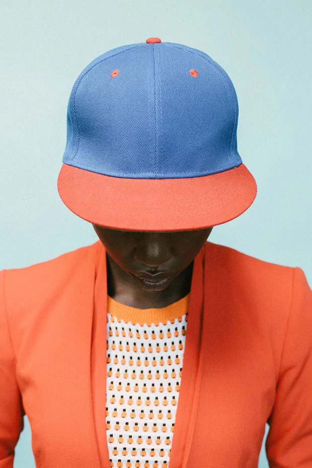 Look at those colors! And that classic baseball cap. Giannina Antonette photographed by Adriaan Louw, with styling by Marica Smit | From: 10and5.com