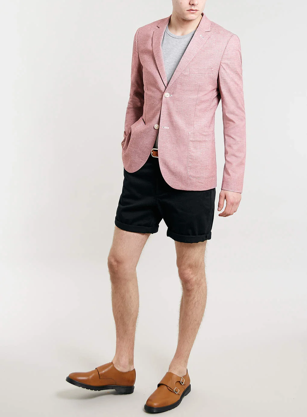Burgundy Neppy Oxford Skinny Fit Blazer, $120 at Topman