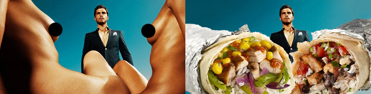 Conditioning your buyers to combine food & clothing in their minds not only means they will think about your product more often but they will need to buy more of them due to growing pant sizes. But also, who doesn't love burritos? I mean come on. Image from: Suit Supply