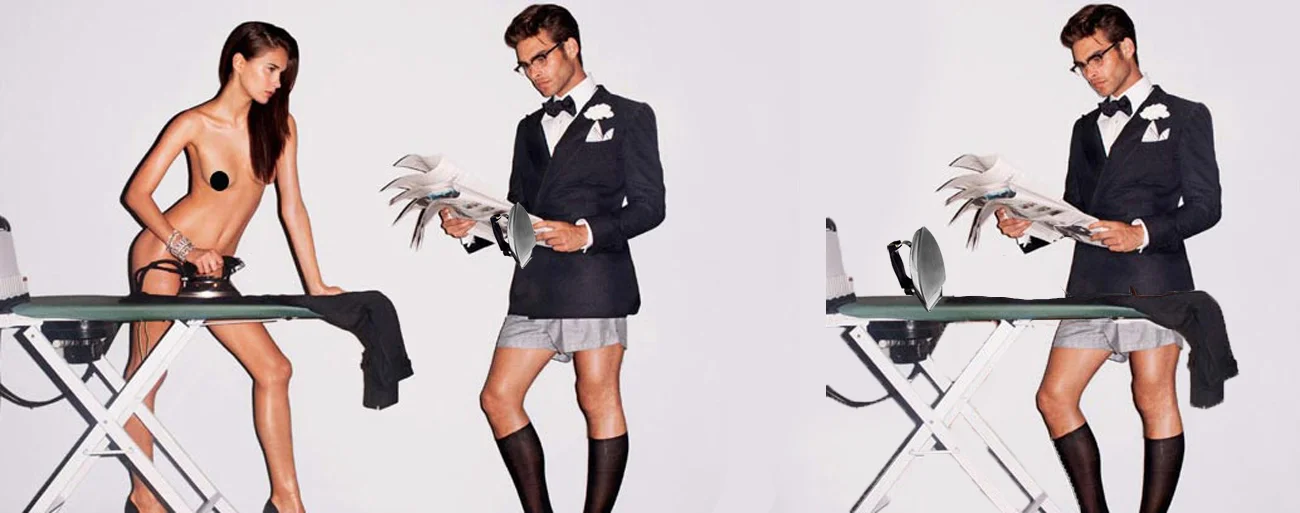Studies show that only 2% of people can multitask effectively. Oh look, a man who can read the paper AND iron his own clothes!!! Totes want that suit. From: Tom Ford, Spring 2008