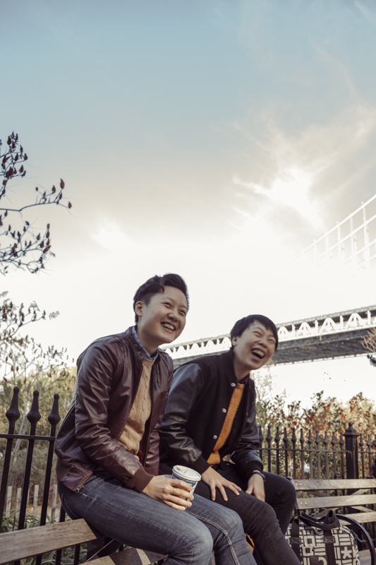 "Leather jacket + Sweater + best friend = Best day ever!" Models: Wen and Sinru / Photographed by Bo