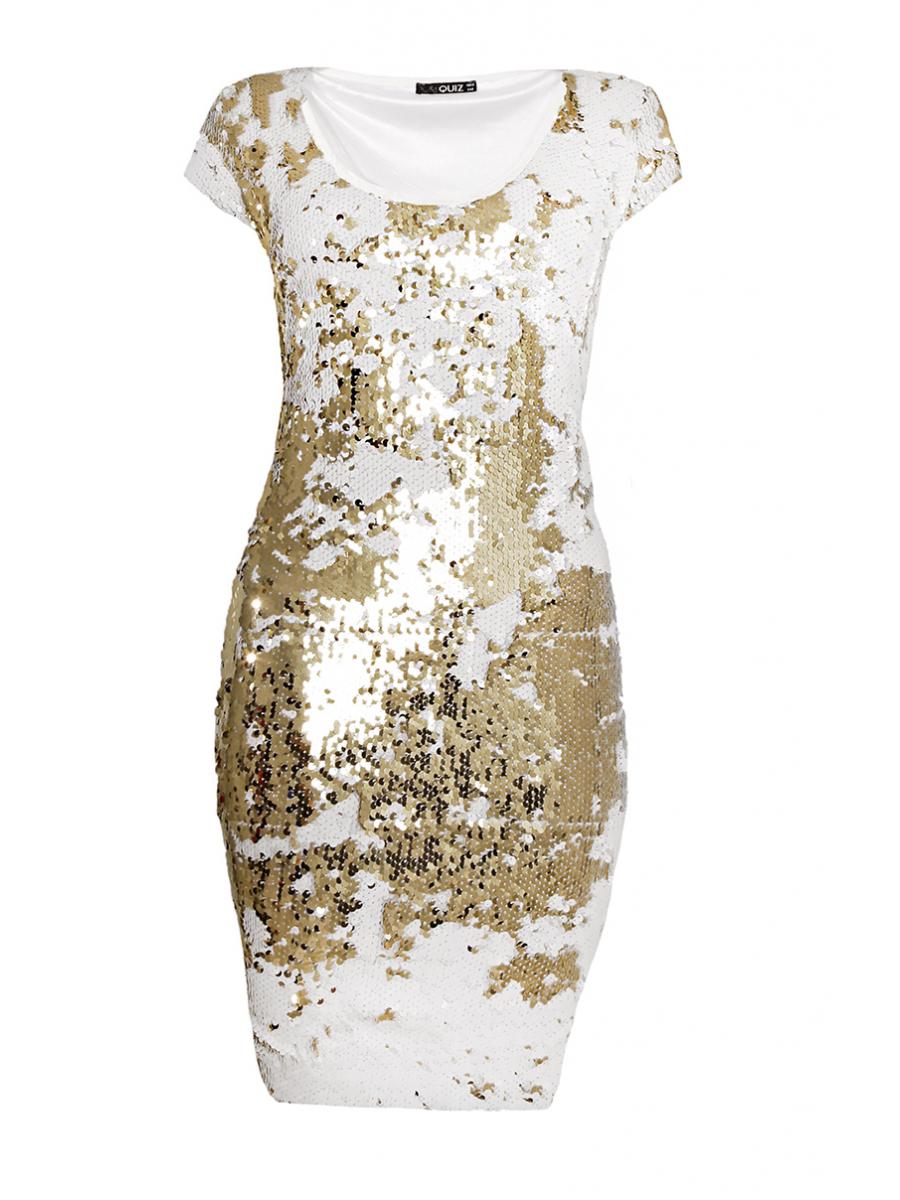 White And Gold Sequin Dress