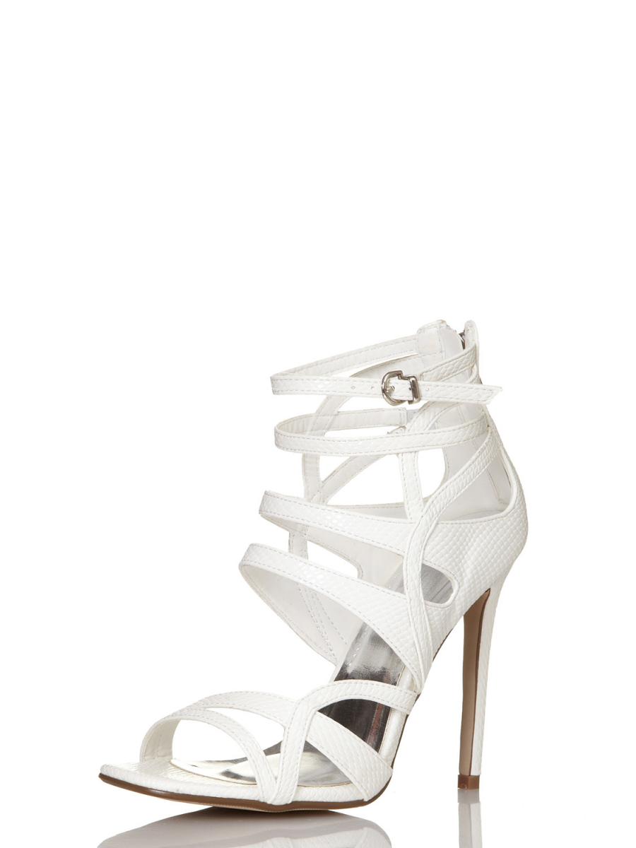White Lizard Cut Out Strap Sandals