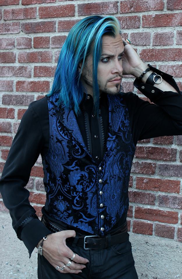 VICTORIAN ARISTOCRAT VEST - BLUE/BLACK TAPESTRY, $105.00 at shrinestore.com