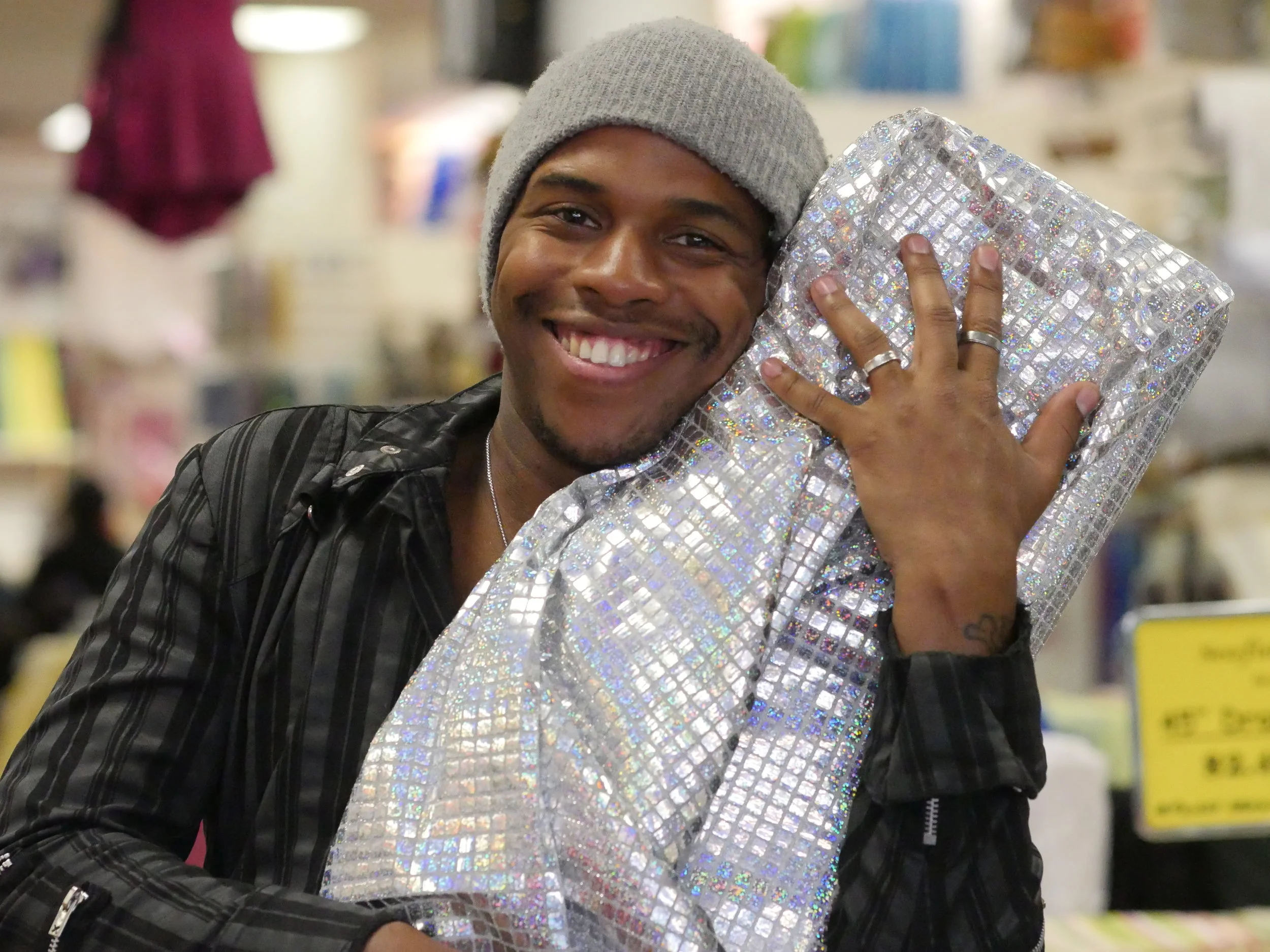 Fabric shopping. Photo by Anna Rae.