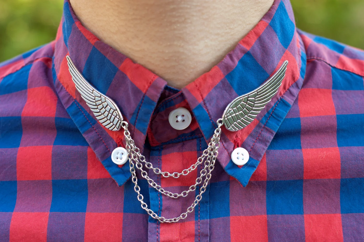 Silver Bird Wing Collar Clip Chain: Dapper and Swag Etsy store