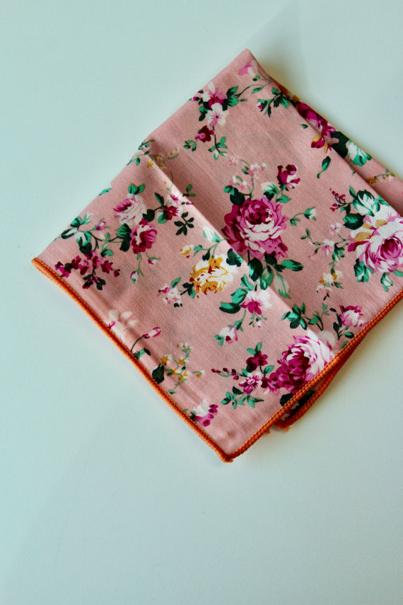 Pink Floral Pocket Square by FloralTieOnline on Etsy