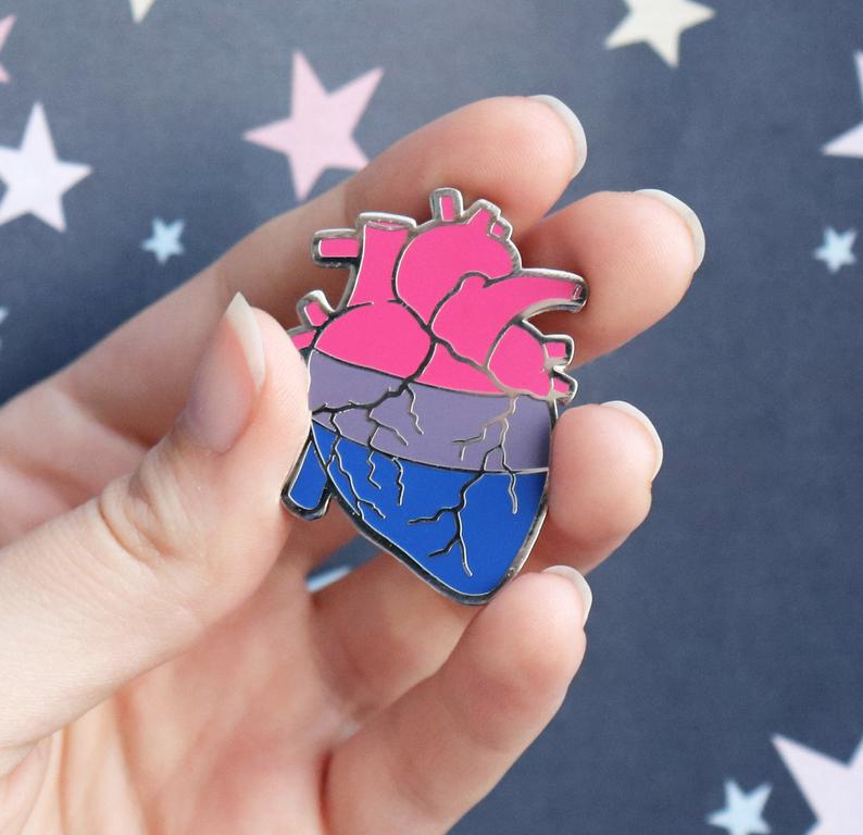 Anatomical Heart Bisexual Pride Enamel Pin $12