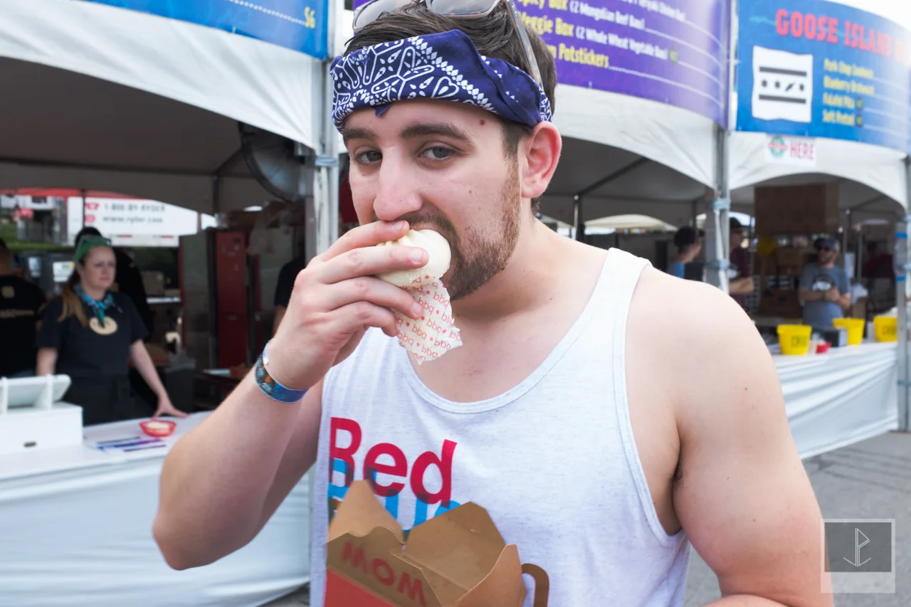 Evan had a meat bun from the Wow Bao stand all 3 days