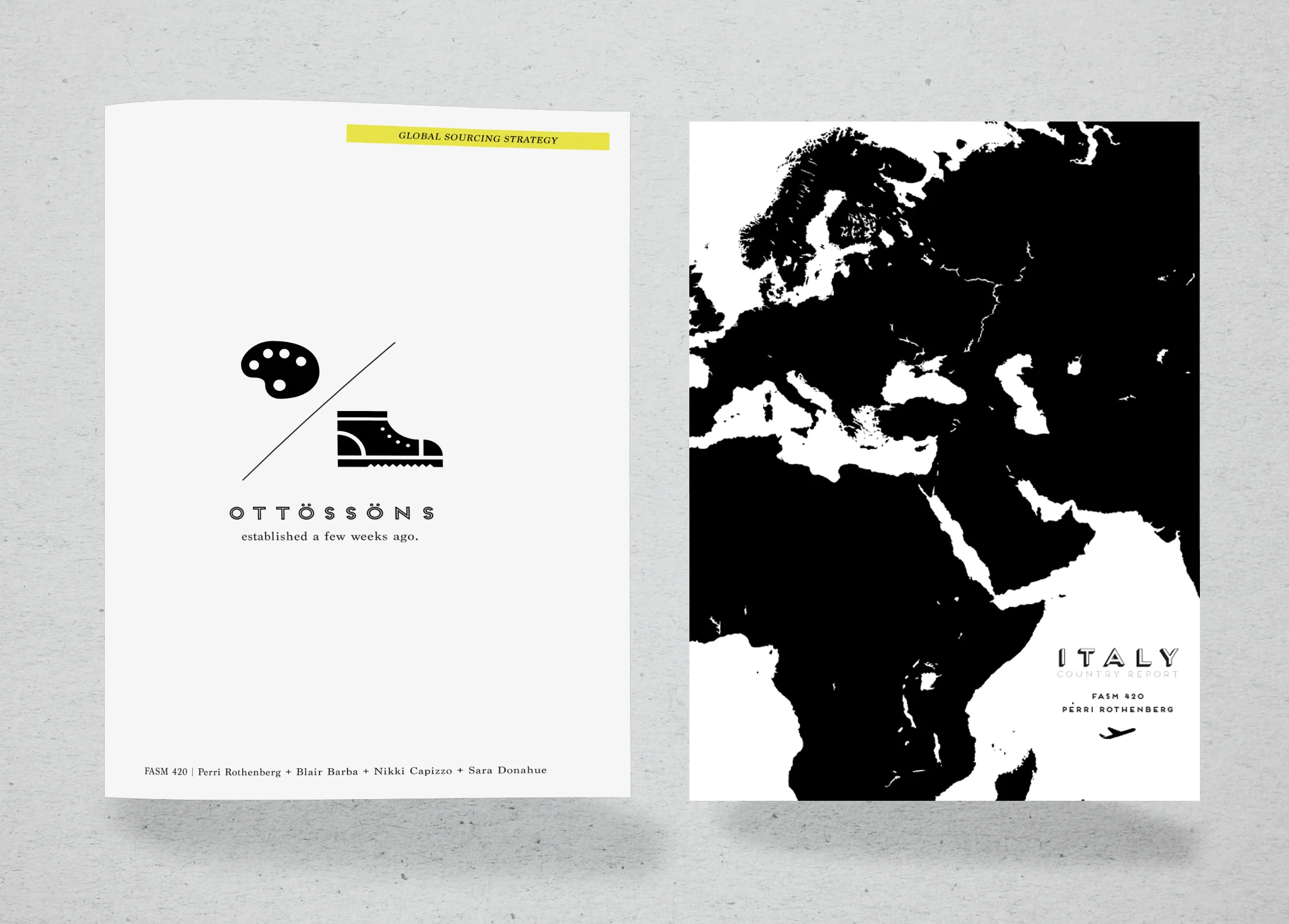 Covers for final report. Left: Ottossons Global Sourcing Strategy, Right: Italy Country Report. 