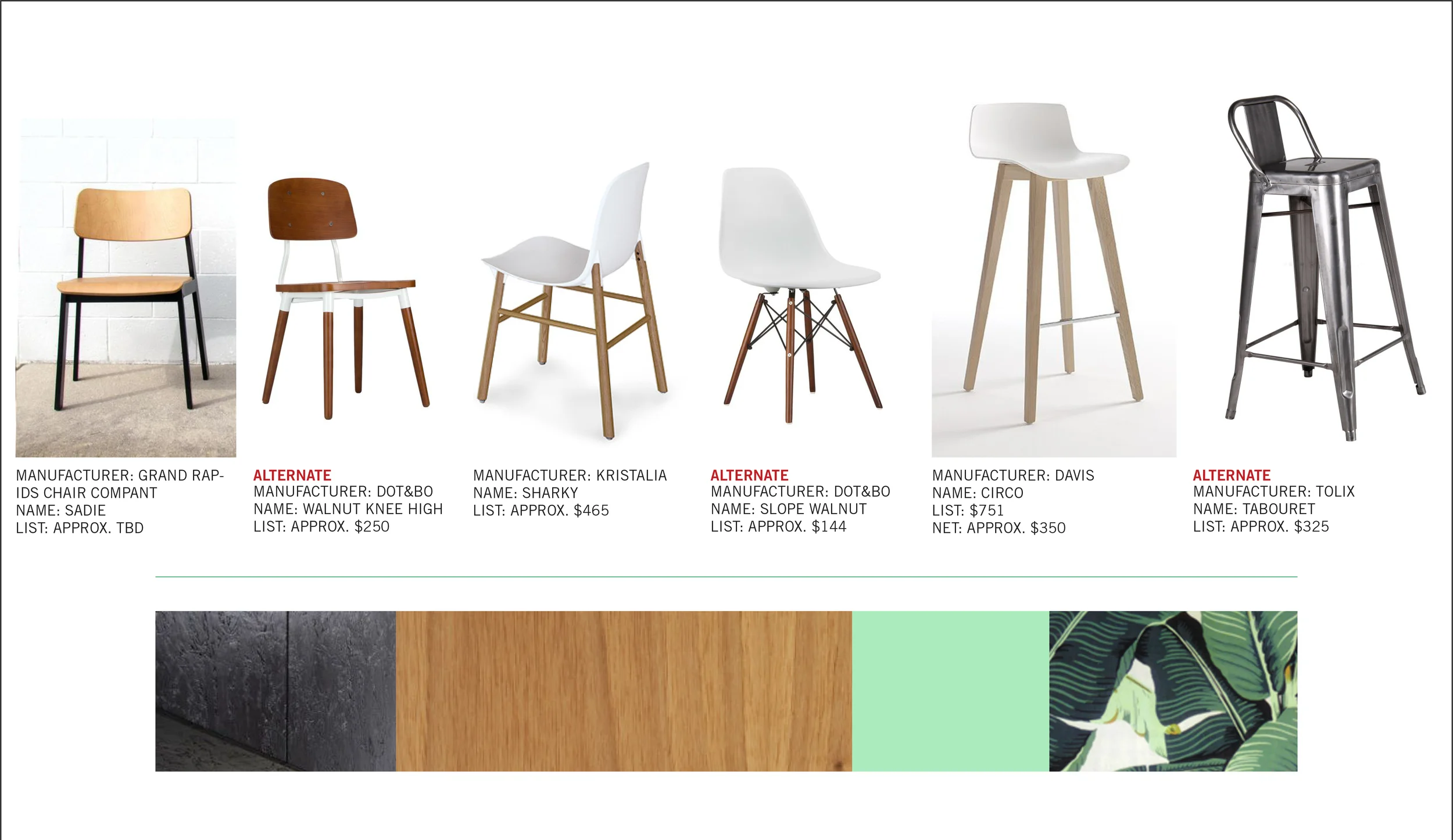 Color and material options 