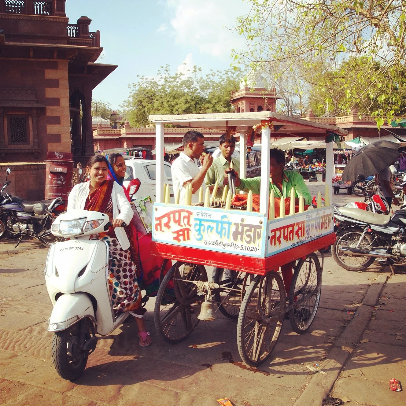 When it is 110 in the shade a street cart full of ice cream is very important! 