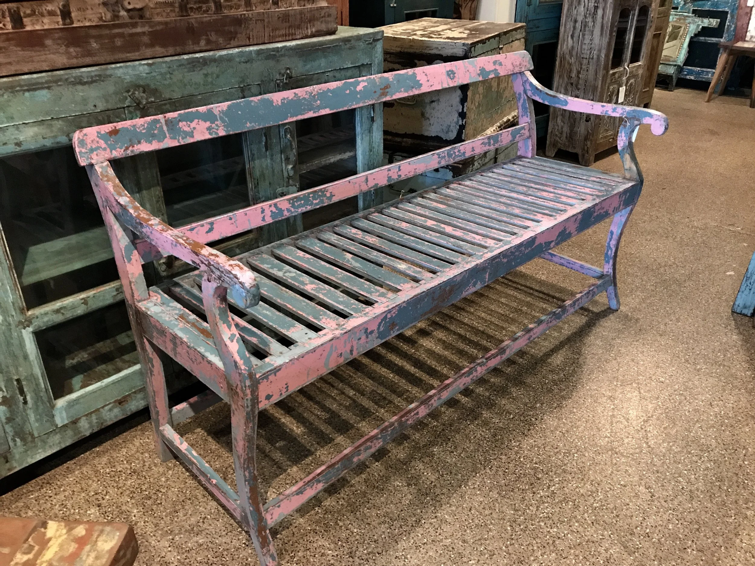 Vintage Indian Bench 69"w x 24"d x 33"h $795.00 #6552