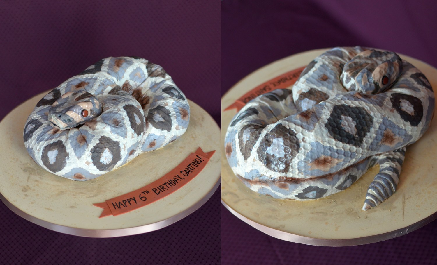 Diamondback rattlesnake cake. Images © Carla Schier