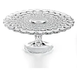 10" optic glass cake pedestal