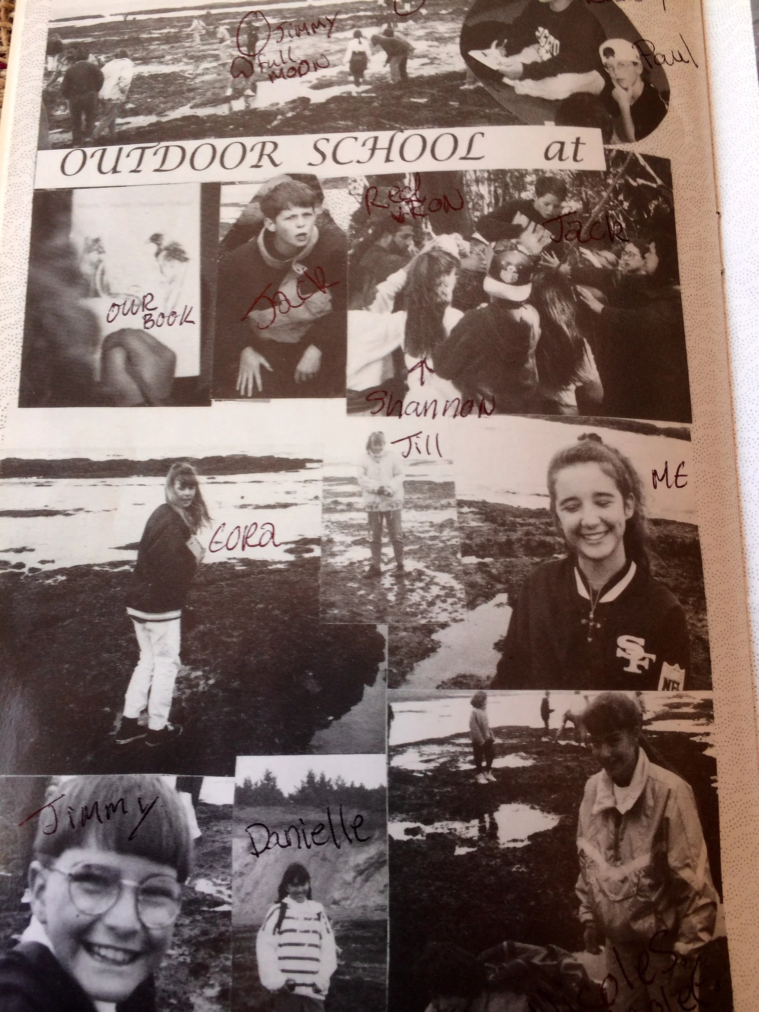 Our 6th Grade Camp spread in the Orchard School yearbook. Don't mind my lovely 6th grade penmanship.