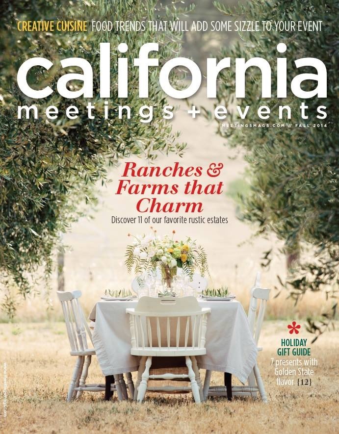 And our designs made the cover of California Meetings & Events Magazine at Soul Food Farm with styling and Photography by Amber Johnston at My Sweetness Stylized Photography.