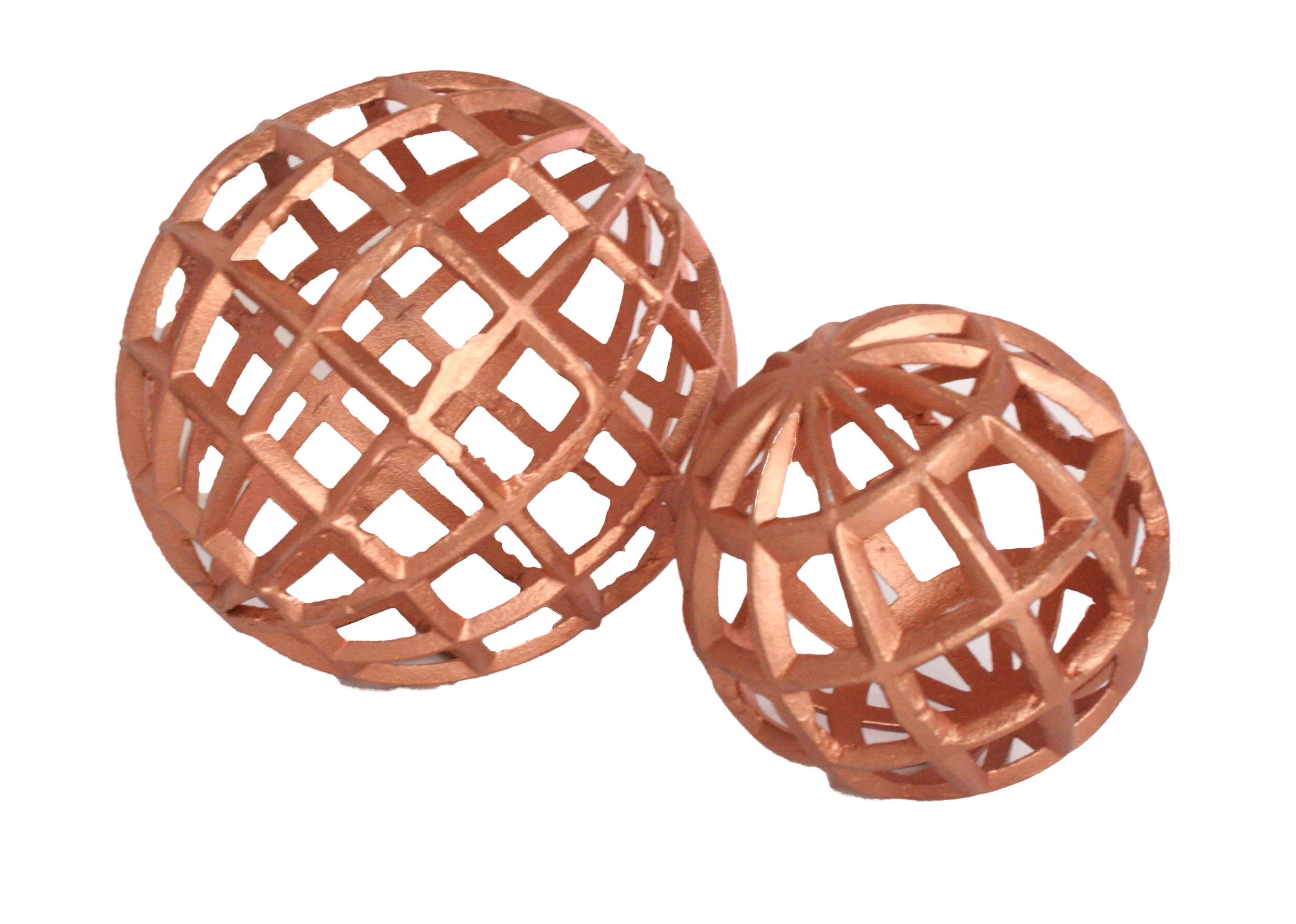 Geometric Copper Metal Decorative Sphere Sculpture — ZENGENIUS, INC.
