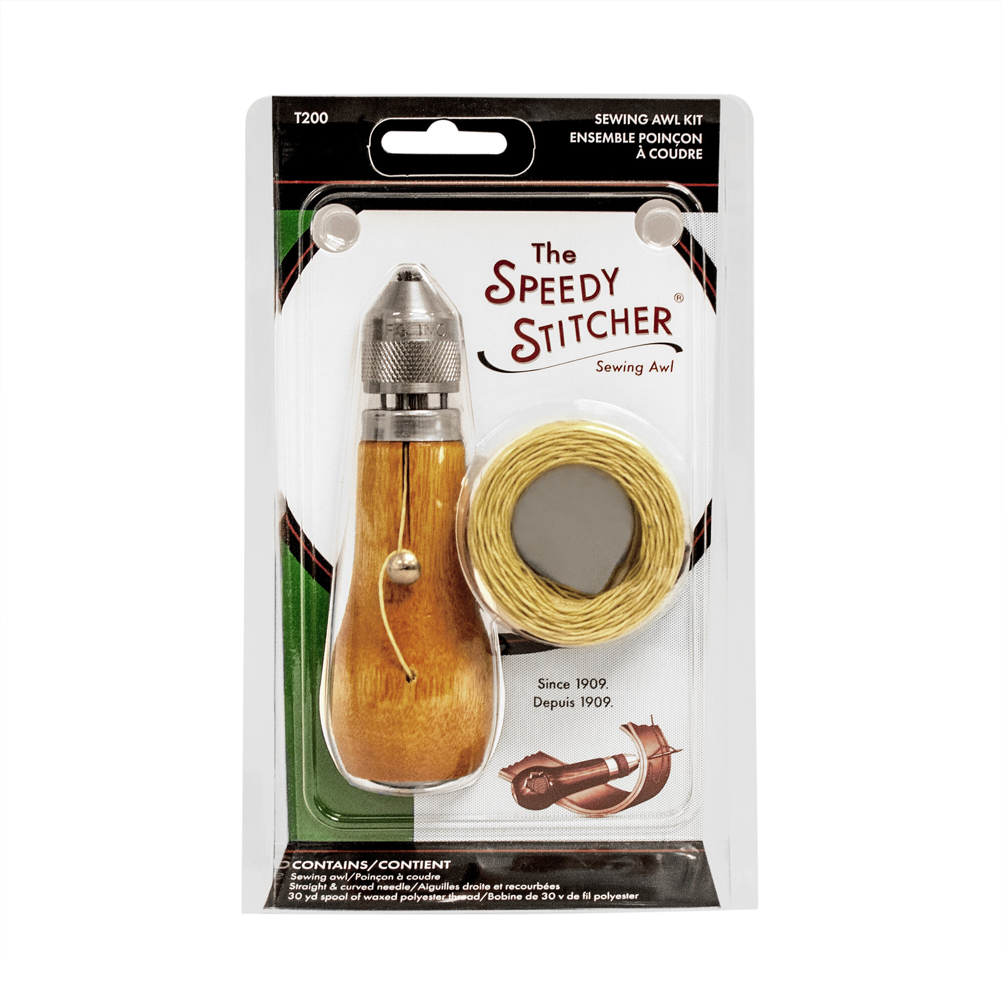 Sewing Awl Leather Canvas Repair Kit w/ 4 Steel Needles & 180 yds of Thread New!