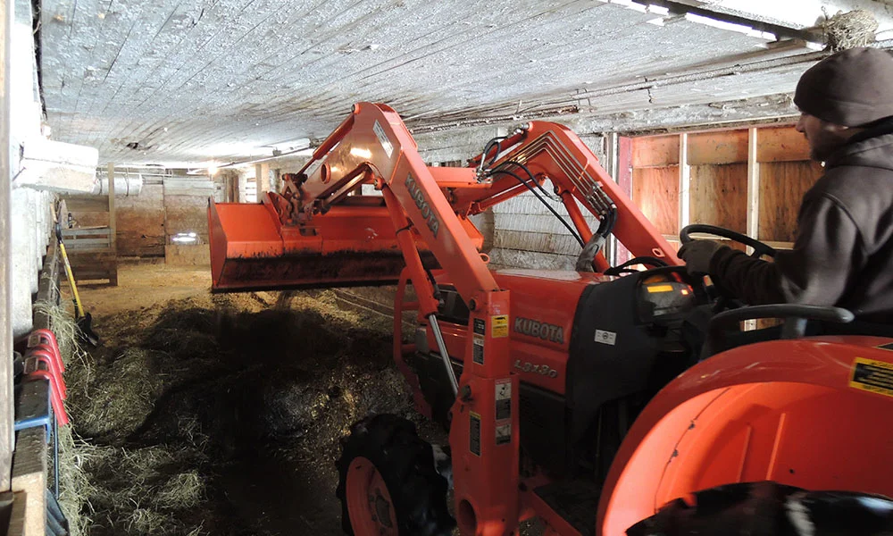 Seth removed interior dividers and such so we could use the tractor.