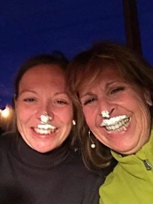 Kira and I celebrating a successful clinic enjoying chocolate dipped meringues !!!!!!