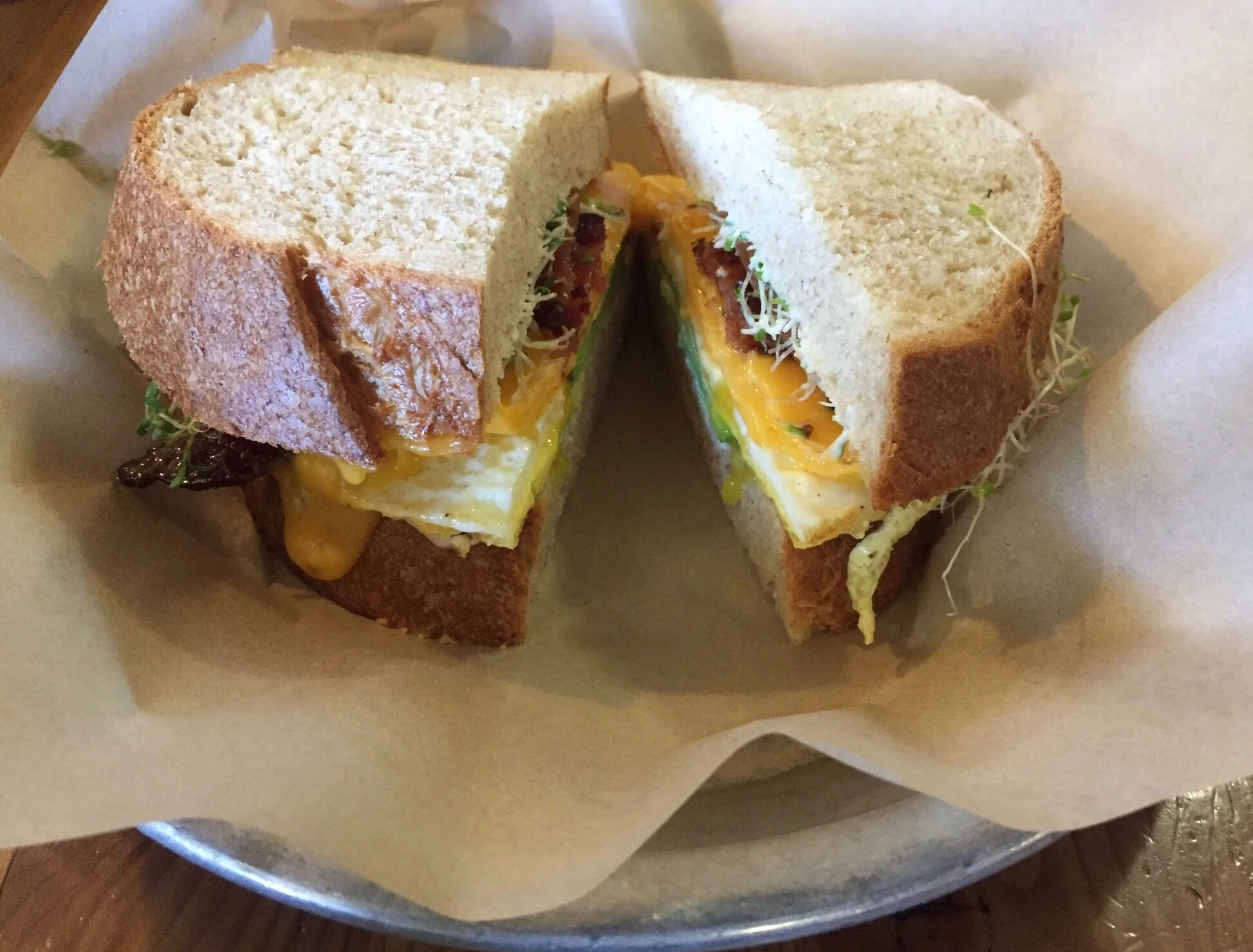 Their breakfast sandwiches were surprisingly good. The bread was baked fresh that morning! 