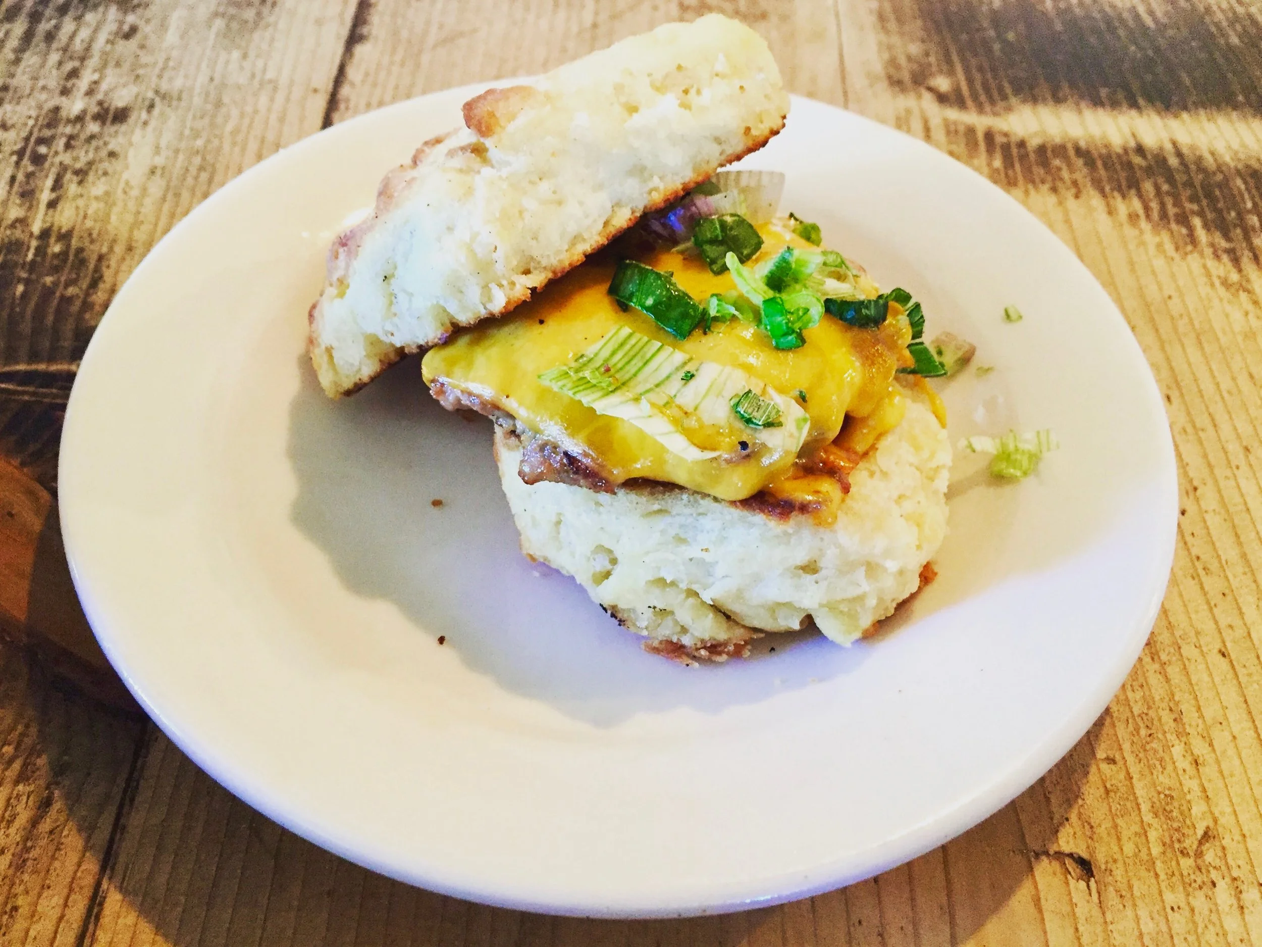 Look at this sausage biscuit. I should have gotten two. They are pretty small. 